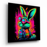 Retro Rabbit Glass Wall Art.
